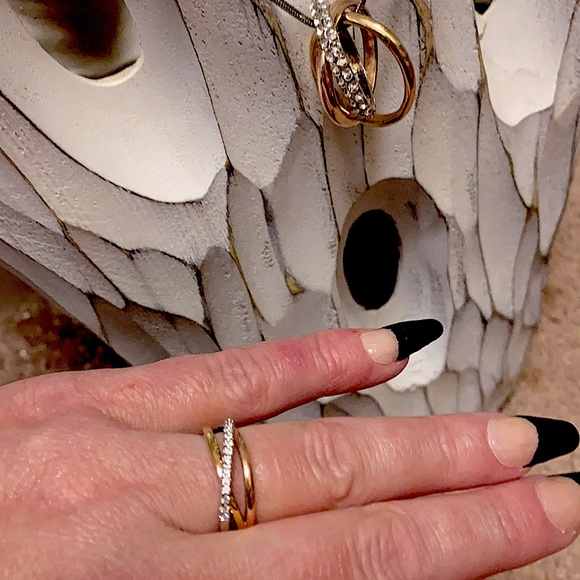 925 Stamped Tricolor CZ Ring And Matching Necklace - Picture 3 of 16